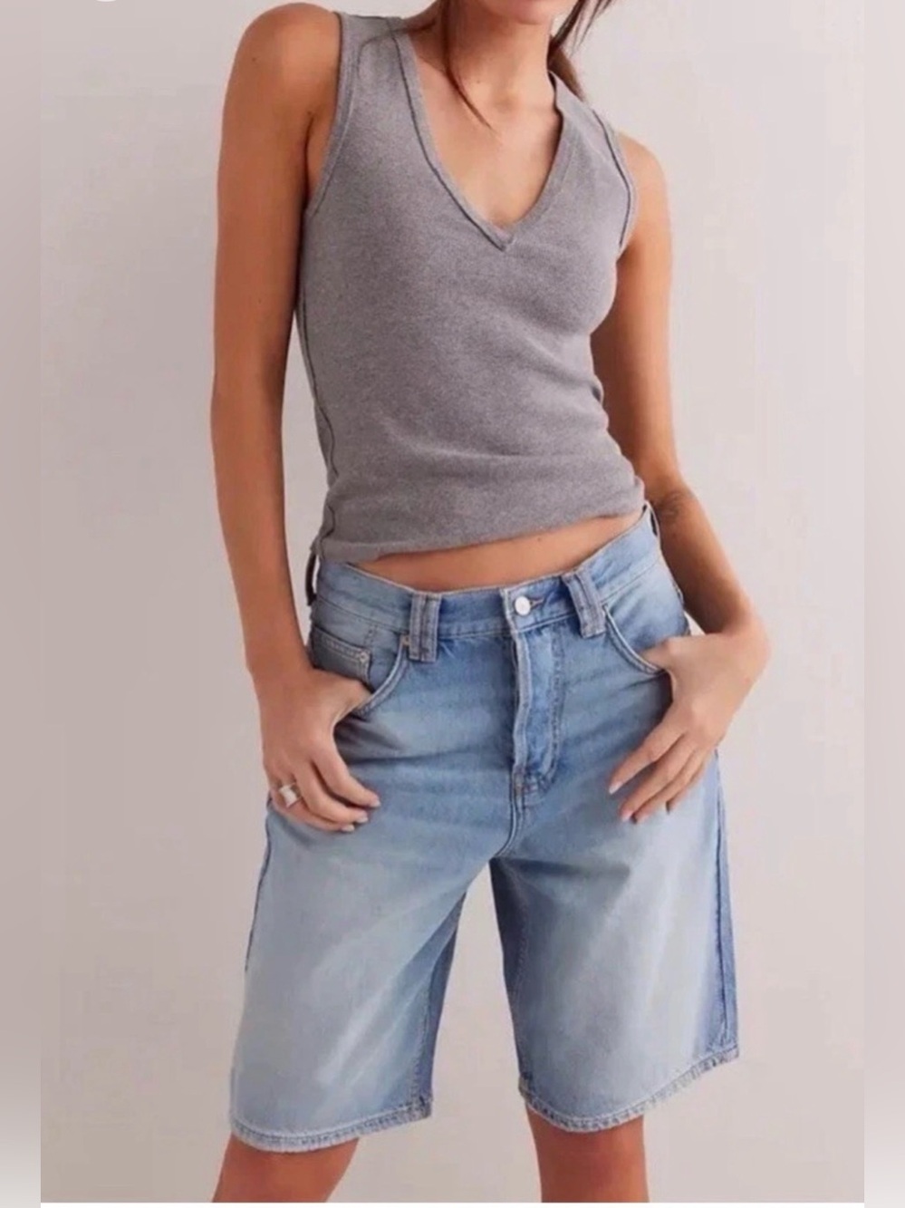 Free People We The Free Montana Light Blue Denim Shorts NWT Size 26